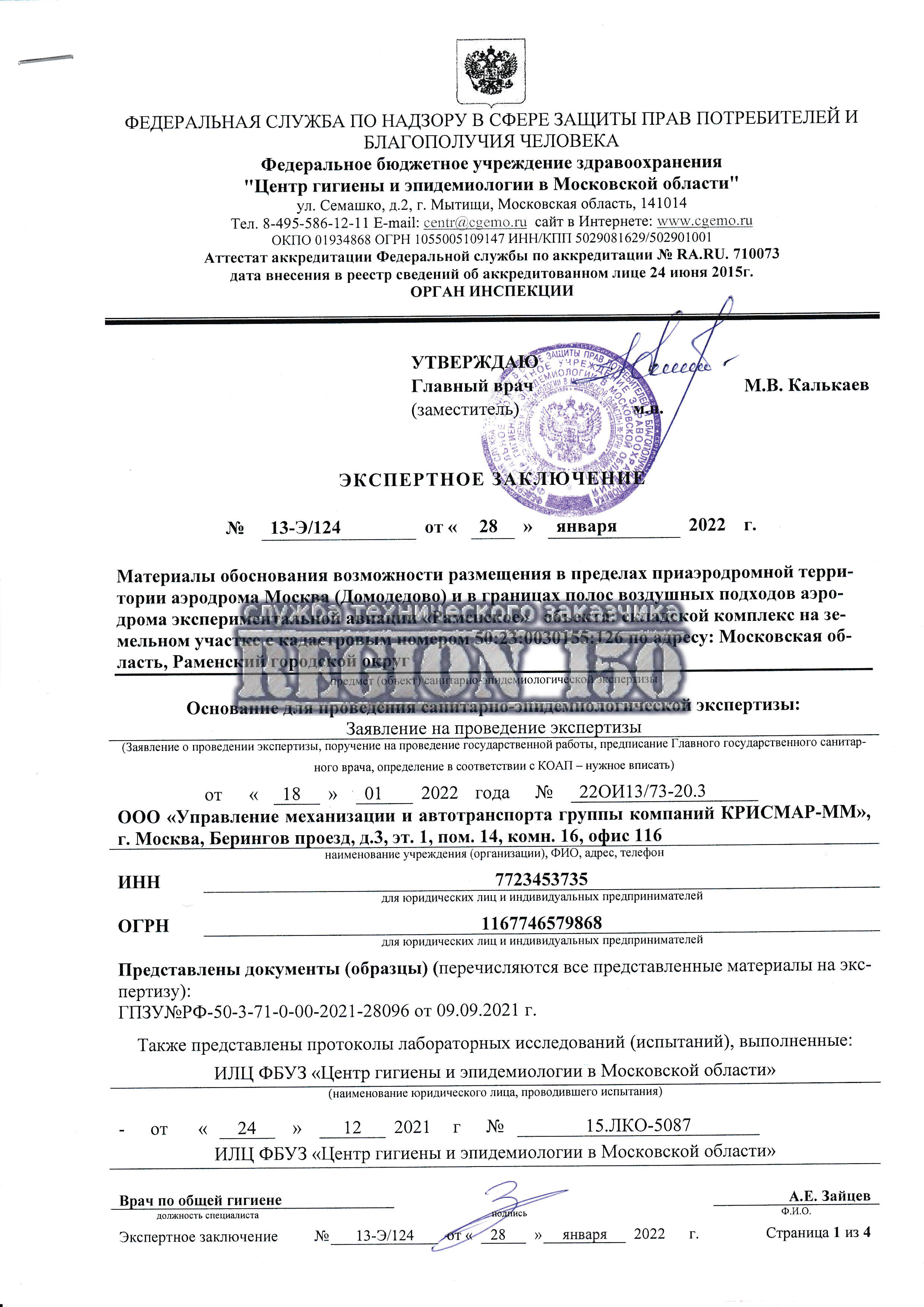 Пример экспертного заключения.